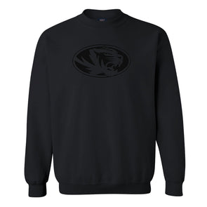 Mizzou Tigers Fundamental Oval Tiger Head Embroidered Black Crew Neck Sweatshirt