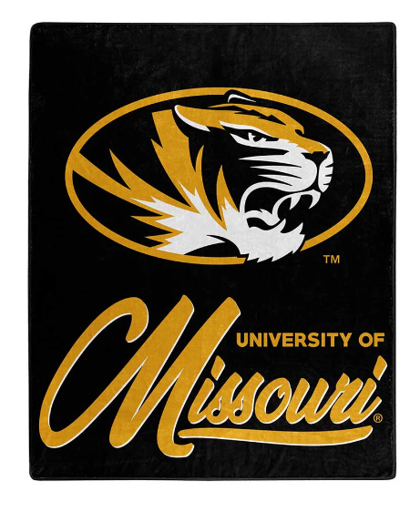 Mizzou Tigers Oval Tiger Head University of Missouri Black Blanket