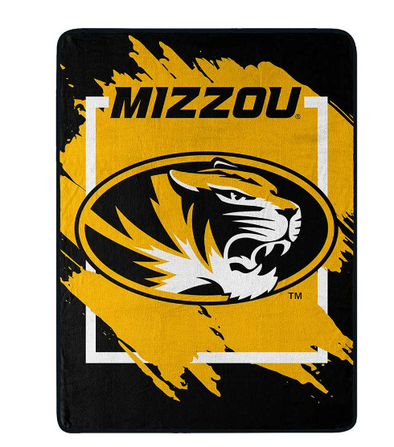 Mizzou Tigers Oval Tiger Head Raschel Micro Black Throw Blanket