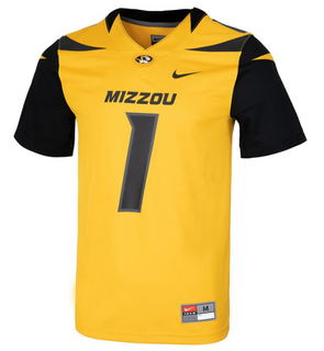 Mizzou Tigers Nike® 2024 Official Replica #1 Gold Football Jersey