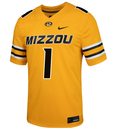 Mizzou Tigers Nike® 2024 Official Replica #1 Gold Football Jersey