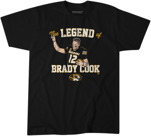 Mizzou Tigers NIL Football 2024 The Legend Brady Cook Black T-Shirt