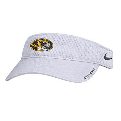 Mizzou Tigers Nike® 2025 Oval Tiger Head Softball White Visor