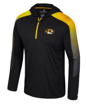 Mizzou Tigers Colosseum Quantum 1/4 Zip Oval Tiger Head Black Hooded Long Sleeve