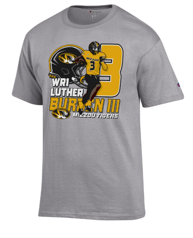 Mizzou Tigers NIL 2024 Football Luther Burden III WR1 Grey T-Shirt