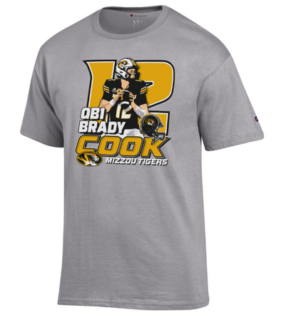 Mizzou Tigers NIL 2024 Football Brady Cook Grey T-Shirt