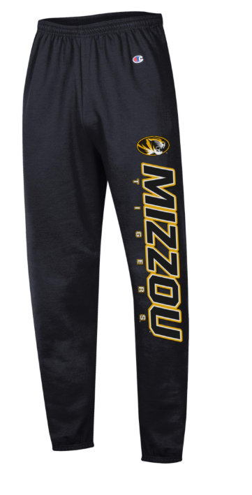 Mizzou Tigers Champion® Powerblend Oversized Oval Tiger Head Black Sweatpants