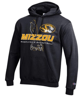 Mizzou Tigers Champion® Wheelchair Basketball Silhouette Oval Tiger Head Black Hoodie