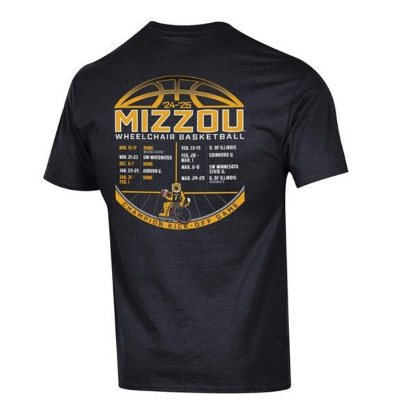 Mizzou Tigers Champion® Wheelchair Basketball Schedule Black T-Shirt