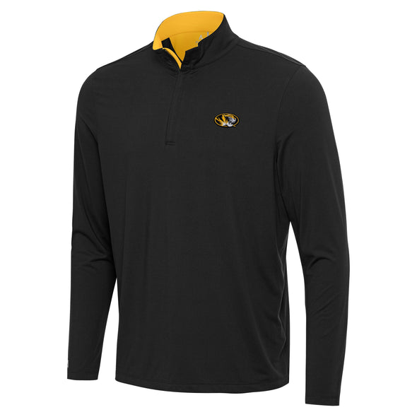 Mizzou Tigers 1/4 Zip Antigua Oval Tiger Head Black Pull Over