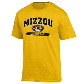 Mizzou Basketball Oval Tiger Head Gold Short Sleeve T-Shirt