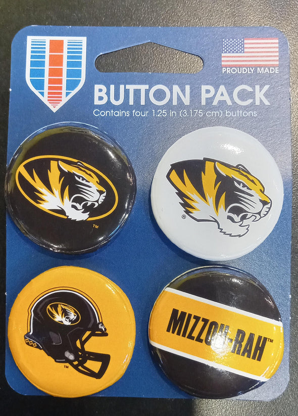 Mizzou Tigers WinCraft 4 Pack Button Set