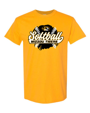 Mizzou Tigers 2025 Softball Stitching Gold T-Shirt