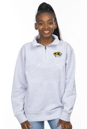 Mizzou Tigers 1/4 Zip Tiger Head Grey Sweatshirt