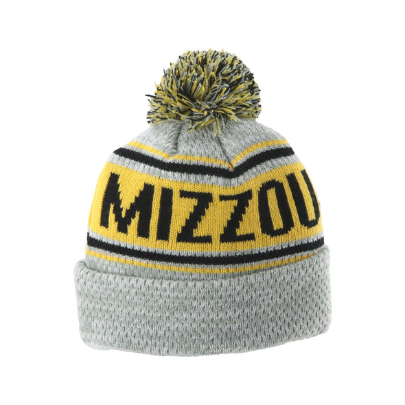 Mizzou Tigers Knit Black and Gold Snag Pom Tiger Head Beanie