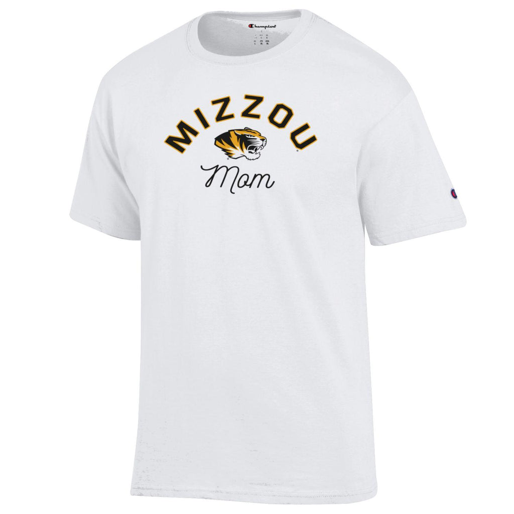 Mizzou Tigers Champion Arch Tiger Head Mom White T Shirt Tiger Team Store