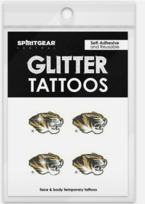 Mizzou Tigers Tiger Head Glitter Tattoos 4 Pack