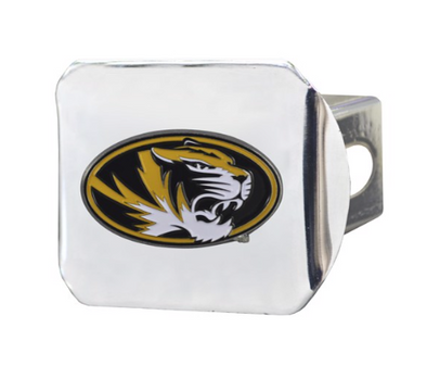 Mizzou Tigers Oval Tiger Head Silver Metal Hitch Cover