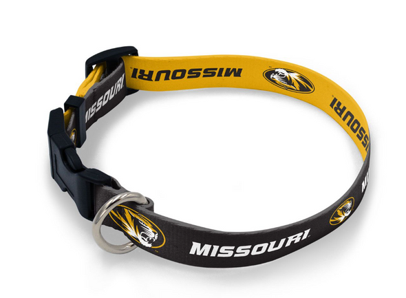 Missouri Tigers Oval Tiger Head Black and Gold Dog Collar