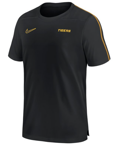 Mizzou Tigers Nike® 2024 Dri-Fit Sideline Coaches Shoulder Stripe Black T-Shirt