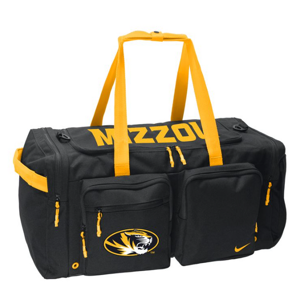 Mizzou Tigers Nike® 2024 Oval Tiger Head Black & Gold Duffle Bag