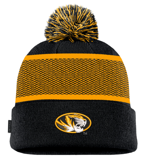 Mizzou Tigers Nike® 2024 Sideline Peak Cuff Black and Gold Beanie