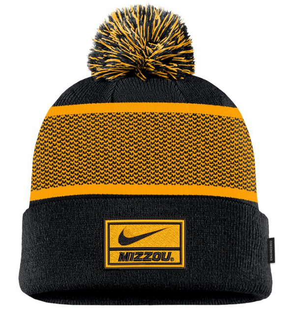 Mizzou Tigers Nike® 2024 Sideline Peak Cuff Black and Gold Beanie