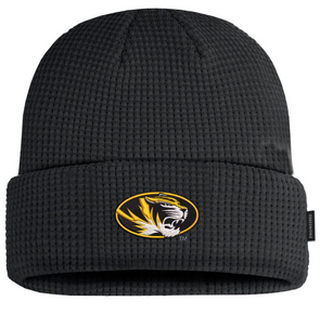 Mizzou Tigers Nike® 2024 Terra Waffle Cuff Oval Tiger Head Black Knit Beanie