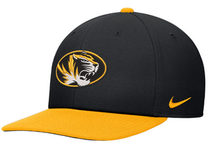 Mizzou Tigers Nike® 2024 Snapback Pro Flatbill Oval Tiger Head Black and Gold Hat