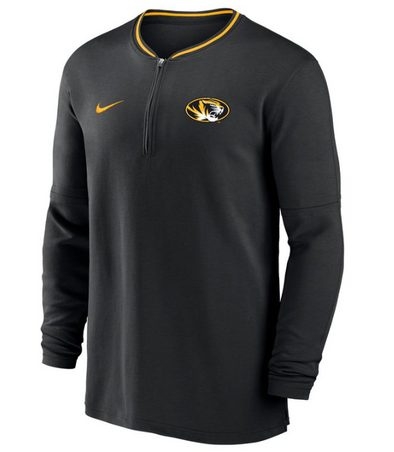 Mizzou Tigers Nike® 2024 1/4 Zip Sideline Coachs Oval Tiger Head Black Long Sleeve