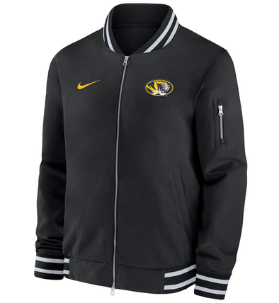 Mizzou Tigers Nike® 2024 Full Zip Bomber Heavyweight Oval Tiger Head Black Jacket