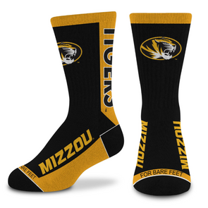 Mizzou Tigers Youth MVP Booking Black and Gold Socks