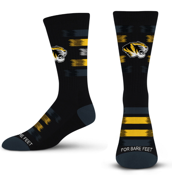 Mizzou Tigers Fade to Black Tiger Head Black Socks