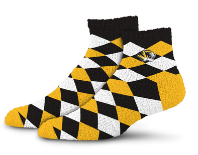 Mizzou Tigers Diamond Sleep Soft Tiger Head Black and Gold Socks