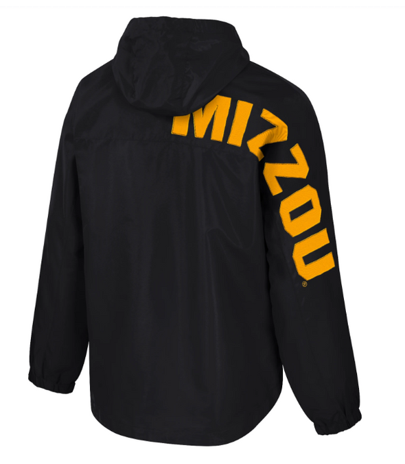 Mizzou Tigers Colosseum 1/2 Zip Anorak Black and Gold Oval Tiger Head Jacket