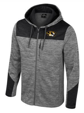 Mizzou Tigers Colosseum Full Zip Dozer Tiger Head Black and Grey Hoodie