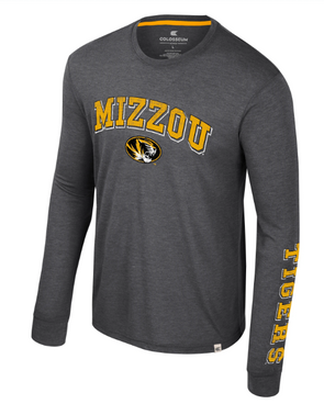 Mizzou Tigers Colosseum Virtual Reality Tiger Head Grey Long Sleeve T-Shirt