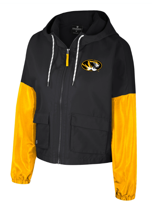 Mizzou Tigers Colosseum Juniors Rafi Tiger Head Full Zip Black and Gold Jacket