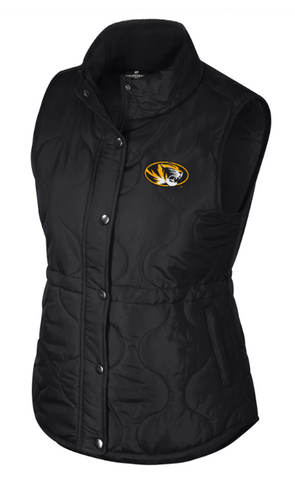 Mizzou Tigers Colosseum Women's Puffer Loretta Tiger Head Black Vest