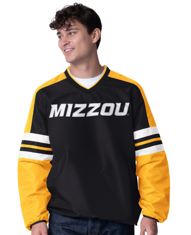 Mizzou Tigers G-III Sports V-Neck High Heat Striped Mizzou Pullover Black and Gold Jacket