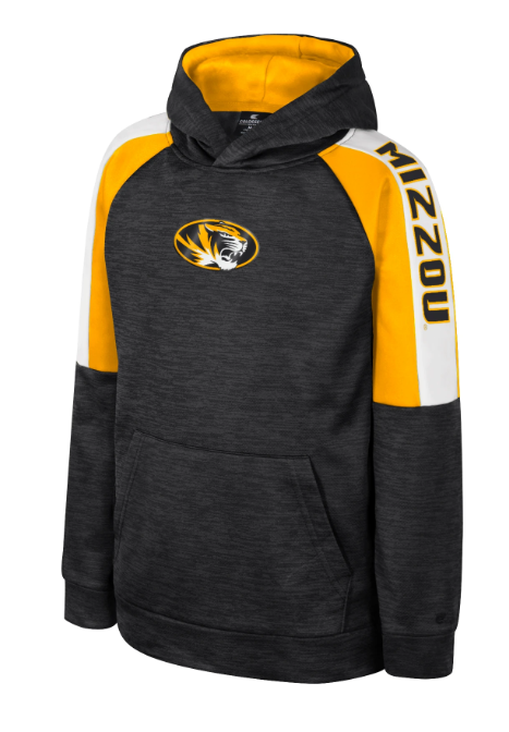 Mizzou Tigers Colosseum Youth Rylos Tiger Head Color Block Black Hoodie