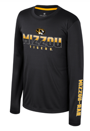 Mizzou Tigers Colosseum Youth Mizzou-RAH Tiger Head Black Long Sleeve T-Shirt