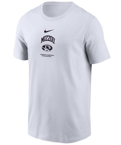 Mizzou Tigers Nike® 2024 Basketball Dri-Fit Authentic Oval Tiger Head White T-Shirt