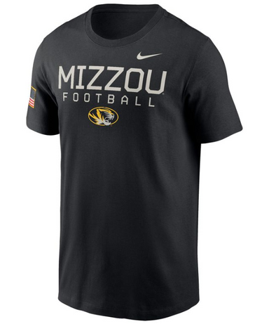 Mizzou Tigers Nike® 2024 Legend Football Military Appreciation Oval Tiger Head Flag Black T-Shirt