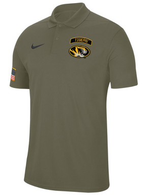 Mizzou Tigers Nike® 2024 Military Appreciation Oval Tiger Head Flag Green Polo