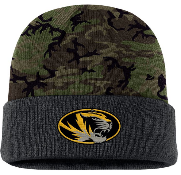 Mizzou Tigers Nike® 2024 Military Appreciation Oval Tiger Head Flag Camo Knit Beanie