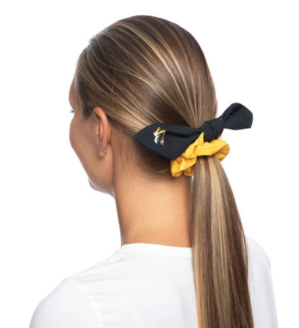 Mizzou Tigers Scrunchie Black and Gold Tiger Head Bow