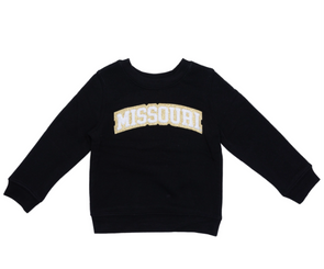 Mizzou Tigers Toddler Missouri Chenille Black Crew Sweatshirt