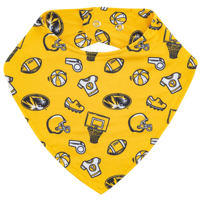 Mizzou Tigers Infant Sports Symbols All Over Gold Bib