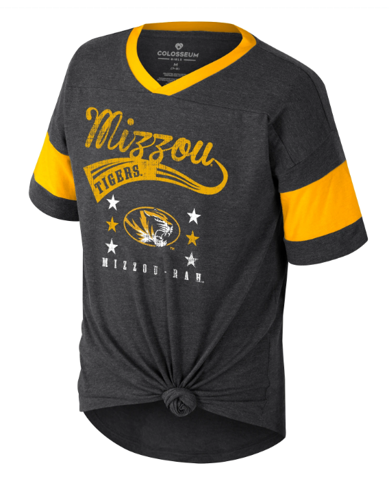 Mizzou Tigers Colosseum Youth Girls Frontier Missouri Tigers Star with Tiger Head Black T-Shirt